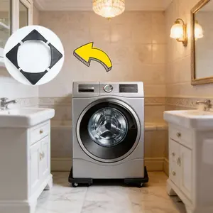 Stainless Steel Appliance Cart with 4 Locking Wheels, Adjustable Rolling Base for Refrigerator Washing Machine Dryer, Space-Saving Kitchen Storage Rack