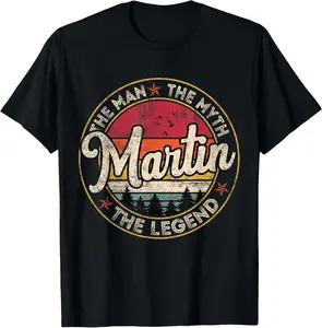 Martin The Man The Myth The Legend Personalized Name T-Shirt Pure Cotton Graphic Tees Menswear Top: Gifts for Men & Women