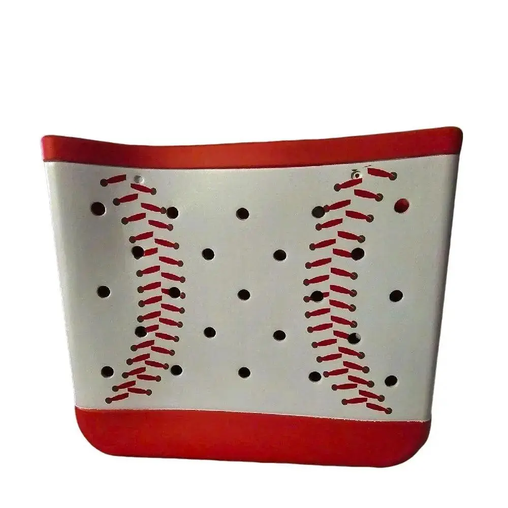 Baseball Print Medium Tote Bag - Red