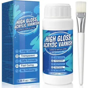 Clear High Gloss Varnish for Acrylic Painting, Non-Yellowing Anti-Crazing Non-Toxic Acrylic Sealer, Superior Protection High Gloss Finish for Artwork Acrylic Paint