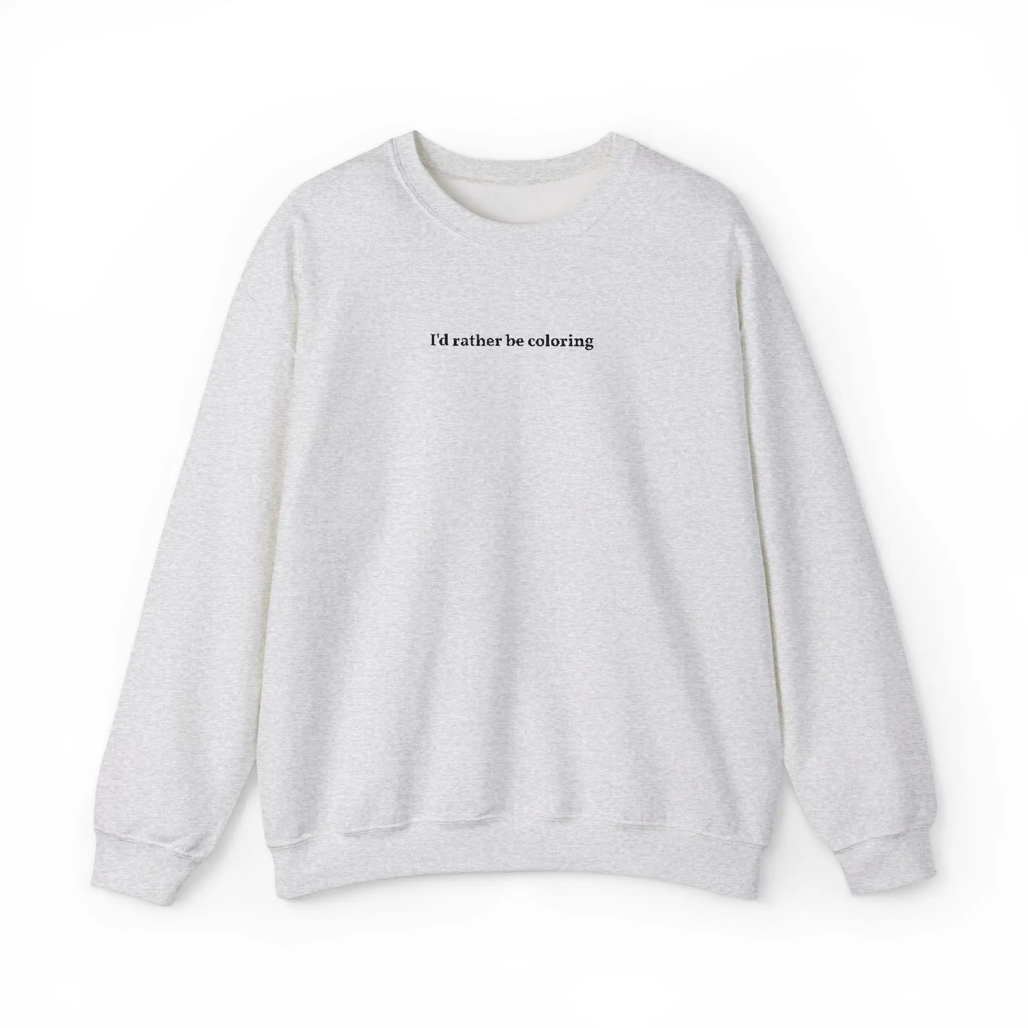 Men's Classic Sweatshirt with "I'd Rather Be Coloring" Embroidery - Casual Round Neck Pullover, Soft Cotton Blend, Menswear, Hand-Stitch