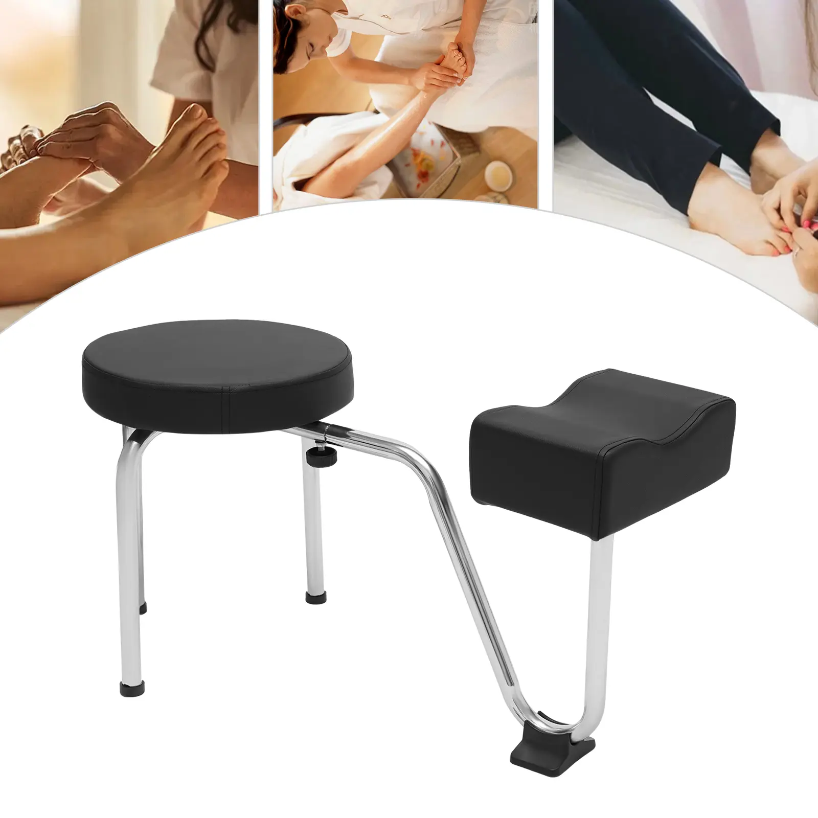 Adjustable Pedicure Foot Rest Stool Chair with PVC Pad for Nail Tech Spa Beauty Salon Studio Home Use,summerwins