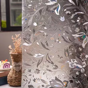 Floral Pattern Window Sticker, 1 Roll Static Cling Window Film, Decorative Sticker for Home Living Room Bedroom Bathroom