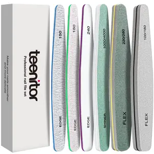 Teenitor Nail File and Buffer Set, 6 count Nail Files & Nail Buffer Blocks for Natural Nails, Emery Boards for Nails, 100/180 Grit Nail Files for Acrylic and Gel Nails 240 Grit Nail Files