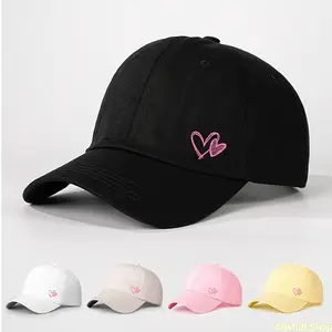 Printed Sequin Double Heart Baseball Cap Unisex Trucker Hat Breathable Adjustable Golf Hat Women'S Summer Fashion Bent Brim Hat Men Women Same Style Y2K Couple Hat