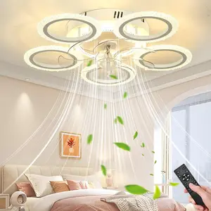 21 Inch  Ceiling Fan with Light, DC  Remote Control, 6-Speed Quiet Reversible Dimmable LED Light, 3 Color Temperatures for Bedroom Living Room(White)