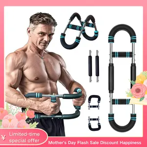 Arm Trainer Strengthen Chest and Arm Muscles Workout Men's Fitness Trainer Detachable Adjustable Resistance Portable Power Twister Bar Home Fitness Equipment fitness level chest trainer