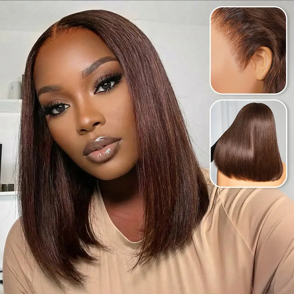 Megalook Bob Wig 13x6 HD Lace Frontal Straight Lace Front Bob Wigs Cholocate Brown for Black Women Short Cut Virgin Human Hair #WorldCup2026#gameday outfits#SummerWins #DealsForYouDays