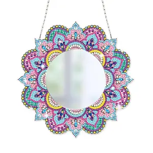 5D Diamond Arts Colorful Painting Kit Mirror Kit, Mandala Pattern DIY Diamond Art Mirror Kit, Handmade Art Crafts for Home Decor, Diamond Painting Kits, Handicraft