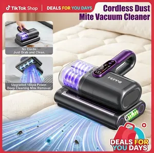 FEPPO  Cordless Mattress Vacuum Cleaner, 18Kpa Bed Vacuum with 253.7nm UV-C Light & Ultrasonic Technology, Handheld Vacuums with Dust Sensor & LED Display, 52800 Times/Min High Frequency Tapping summerwins