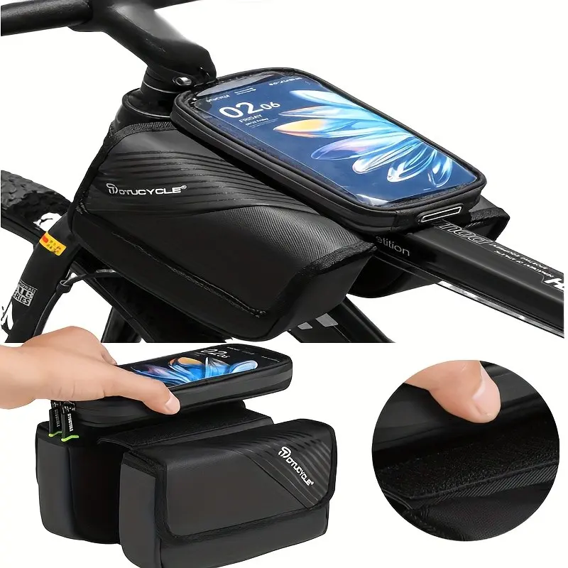 New Bicycle Front Rack Bag, Mountain Bike Storage Pouch, Bicycle Phone Holder, Cycling Equipment Accessories, Road Bikes