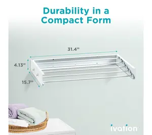Ivation Retractable 32in Wall Mounted Clothes Drying Rack