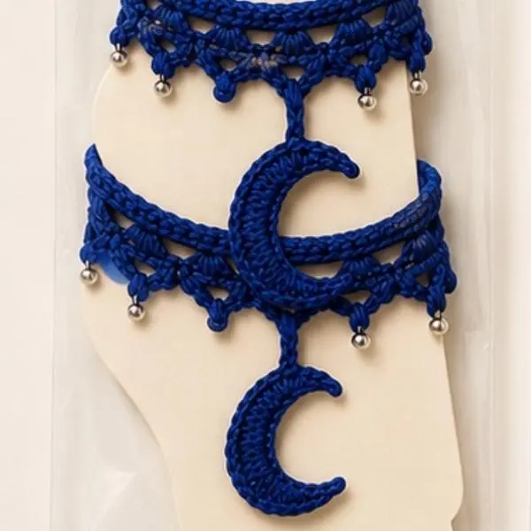 Crochet Moon anklets blue