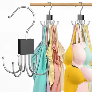 2-Pack Tank Top & Bra Hanger Organizer | 360° Rotating Closet Storage Holds 36 Items | Space-Saving Hanger for Bras, Scarves & Accessories