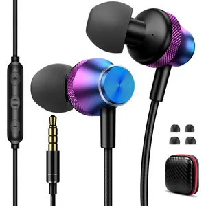 Wired Earbuds With Microphone 3.5mm Jack for iPhone iPad iPod Chromebook Laptops,Headphones Wired Noise Cancelling Earphone with Mic for Computer PC School MP3/4 Switch Most 3.5mm Audio Devices,Purple