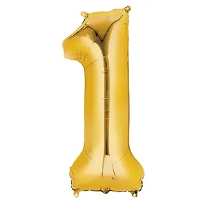 Number 1 Gold Foil Balloon 14" in each. 35058-14