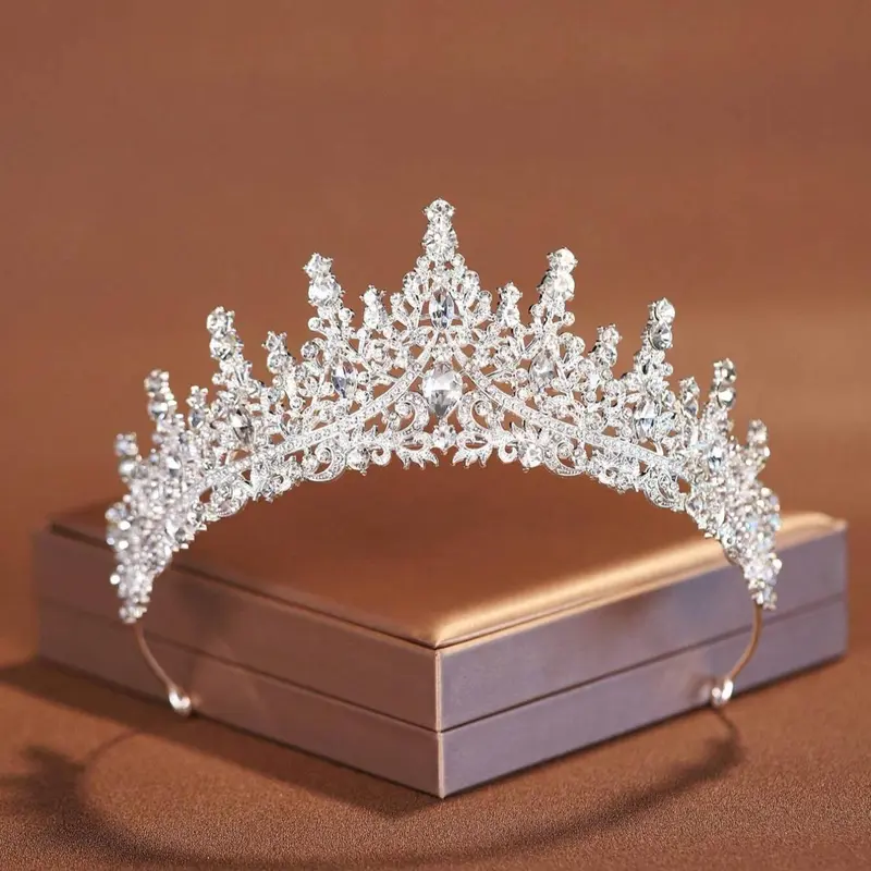 Rhinestone Decorated Crown Tiara, Elegant Crown Design, Elegant Bridal Headwear Bridal Headpiece for Wedding Bridal Party Formal Occasions, Bridal Accessory, Fashion Hair Accessories for Women