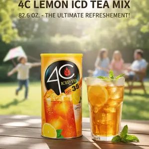 4C Iced Tea Mix Variety – Lemon, Raspberry & Peach – Real Cane Sugar Drink Mix – 82.6 oz – 94 Servings Family Beverage
