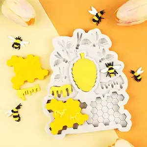 Silicone Bee & Honeycomb Design Cake Mold, DIY Cake Fondant Mold, Dessert Chocolate Lace Decoration Supplies, Baking Mold, Silicone Molds