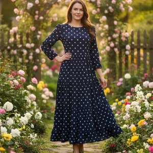 Elegant Midi Polka Dress