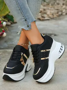 Petite Height Boost Wedge Sneakers | Detachable Metal Tassel Charm | Lightweight Non-Slip Slip-On | Unisex Couple Style