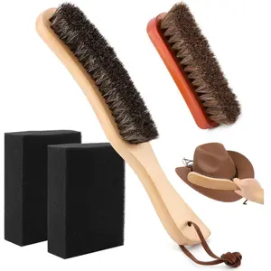 4 Pcs Horsehair Felt Hat Brush Kit Lint Brush with Cleaning Sponge Felt Cowboy Hat Remover Kit Remove Dust Lint Brushes for Clothes Western Hats, Shoes - Home Improvement.
