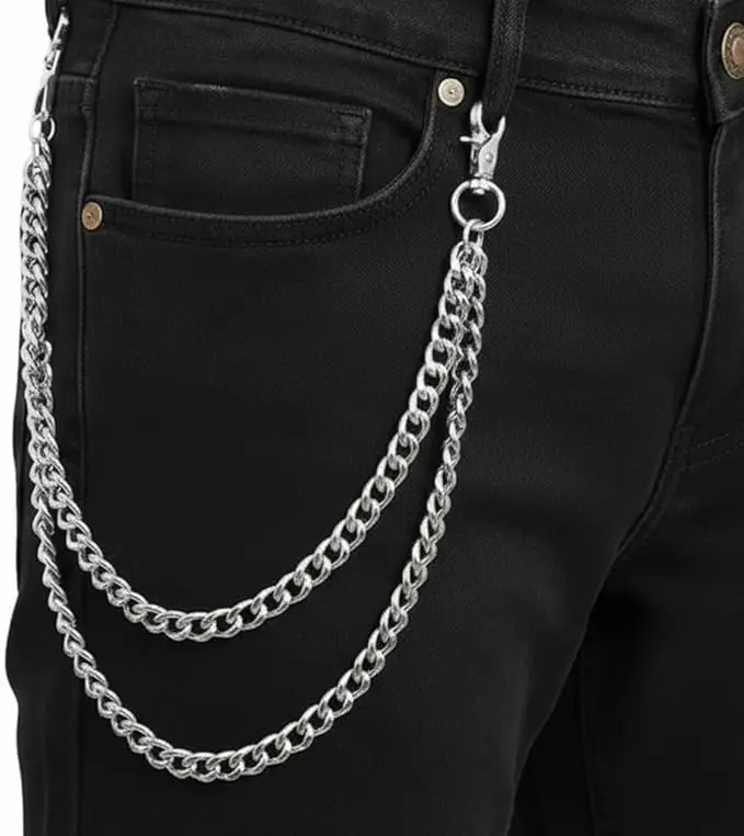 Pants Chain Wallet Chain, Clothing Accessory for Jeans,Wearable Clothing Accessory, Heavy-Duty Alloy, Perfect for Streetwear, Punk & Y2K