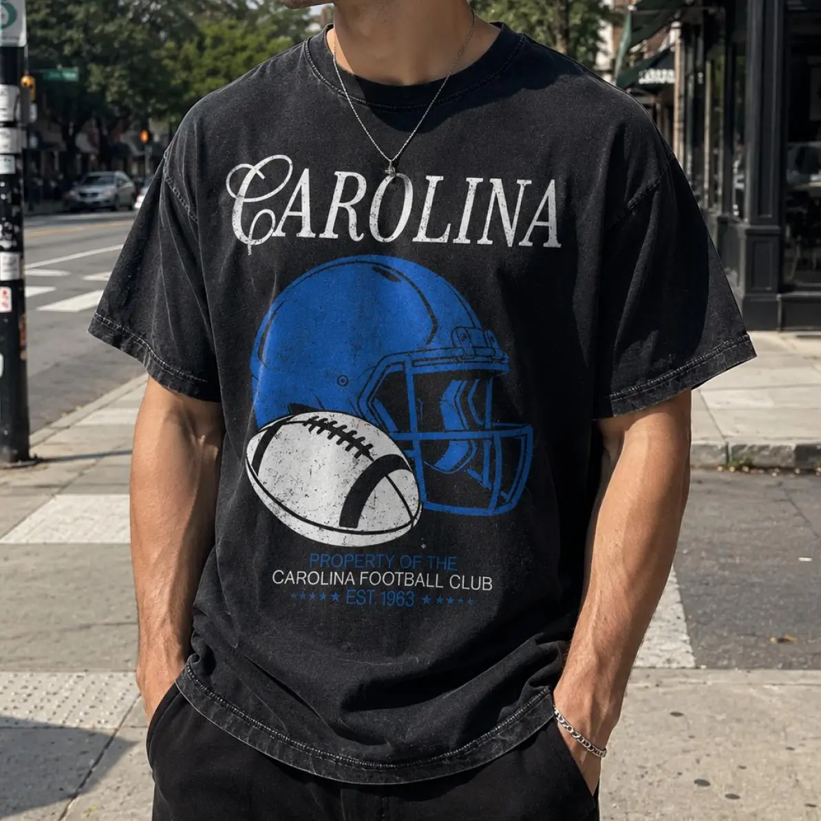 Carolina Football Vintage Washed Shirt, Retro Carolina Football 90s Shirt, Panther Game Day Hoodie