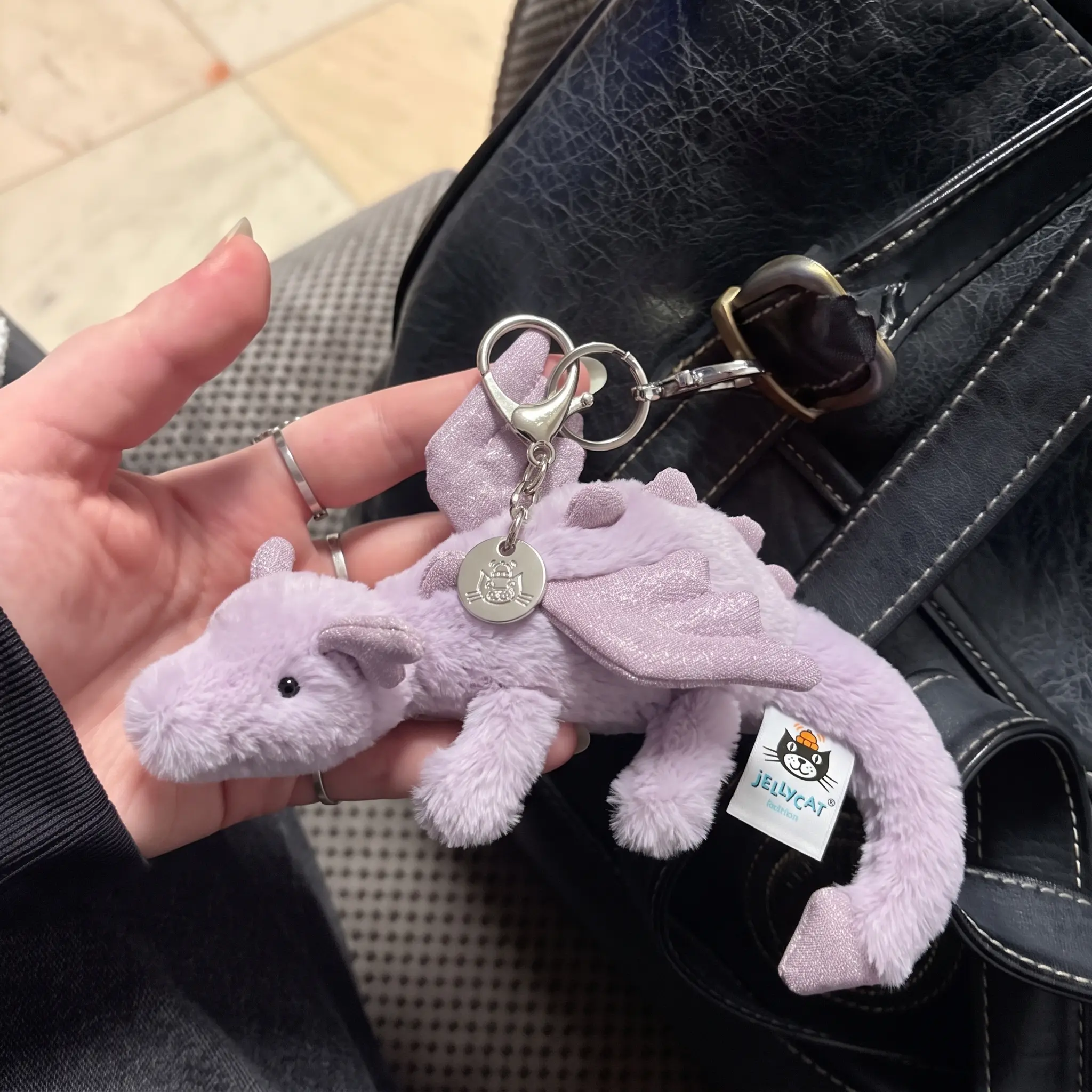 Jelly Cat Lavender Dragon Plush Bag Charm Collection, Adorable Plush Keychain, Cute Soft Coffee Bag Accessory, Adorable Cloud Gift for Her, Bag Charm