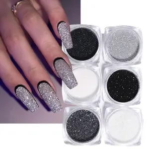 6 Piece Holographic Laser Glitter Nail Powder, Unfragranced Round Nail Art Beads, Sparkle Nails, Finger Nail Design