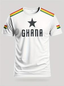 Ghana Flag Unisex Soccer Jersey, Breathable Moisture-Wicking Fitted Sportswear, Geometric Design, Casual Outdoor Wear