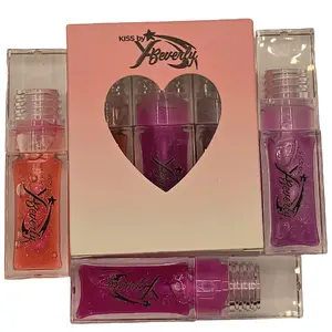 New Lip Oil Collection 3-PACK with Free Mysterious Gift - Includes Three Lip Oils in Heart-Shaped Packaging