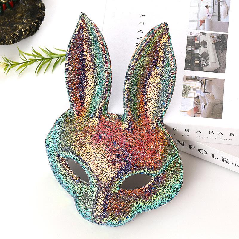 Half Face Sequin Sparkling Bunny Rabbit Mask, Adorable Cartoon Animal Mask for Halloween Easter Party Cosplay Costume Prop, Women Ladies Role Playing Face Cover & Accessory funny gifts adults Adjustable Waist Red with Funny Retirement Ceramic Coffee Mug