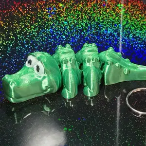 Happy Gator Fidget Keychain 3D Printed Green Alligator Design for Stress Relief Fun Backpacks Purses Bags Lanyard Accessories