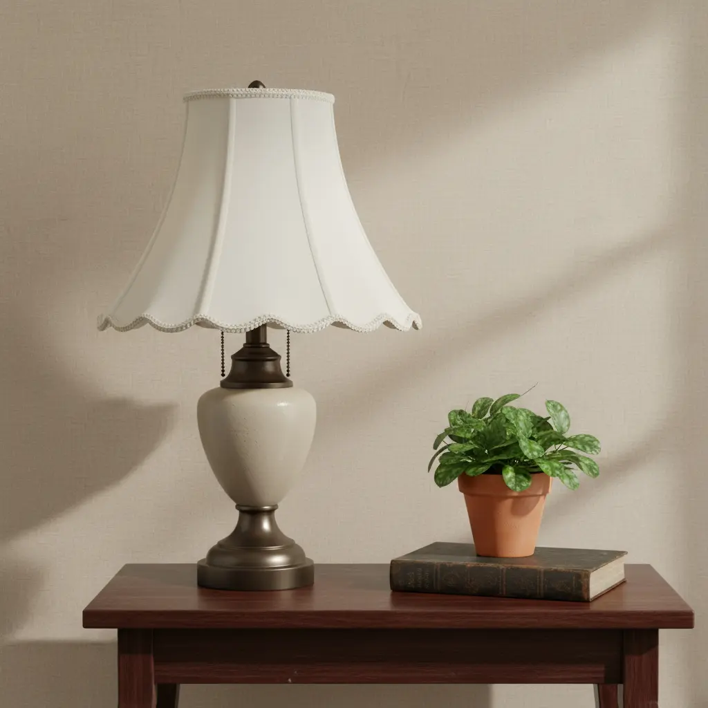 HomeRoots 654717 Traditional Eggshell Durable Linen Spider Bell Lamp Shade - 6x12x9.5", Piped Edge, Classic Design, Home/Office Decor, Bulb Coverage, Light Diffusion