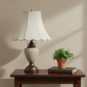 HomeRoots 654717 9.13 x 12 x 12 in. Eggshell Linen Piped Bell Lamp Shade