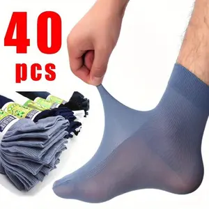 20/40 Pairs Men Socks Bamboo Fiber Short Socks Thin Elastic Silky Sock Stockings Mens Spring Summer Autumn Breathable RootlessThin Menswear Vibe