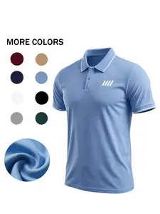 Custom Pattern Summer Men's Textured Polo Shirt, Short Sleeve Casual Business Top, Fitted Geometric Design, Perfect Gift