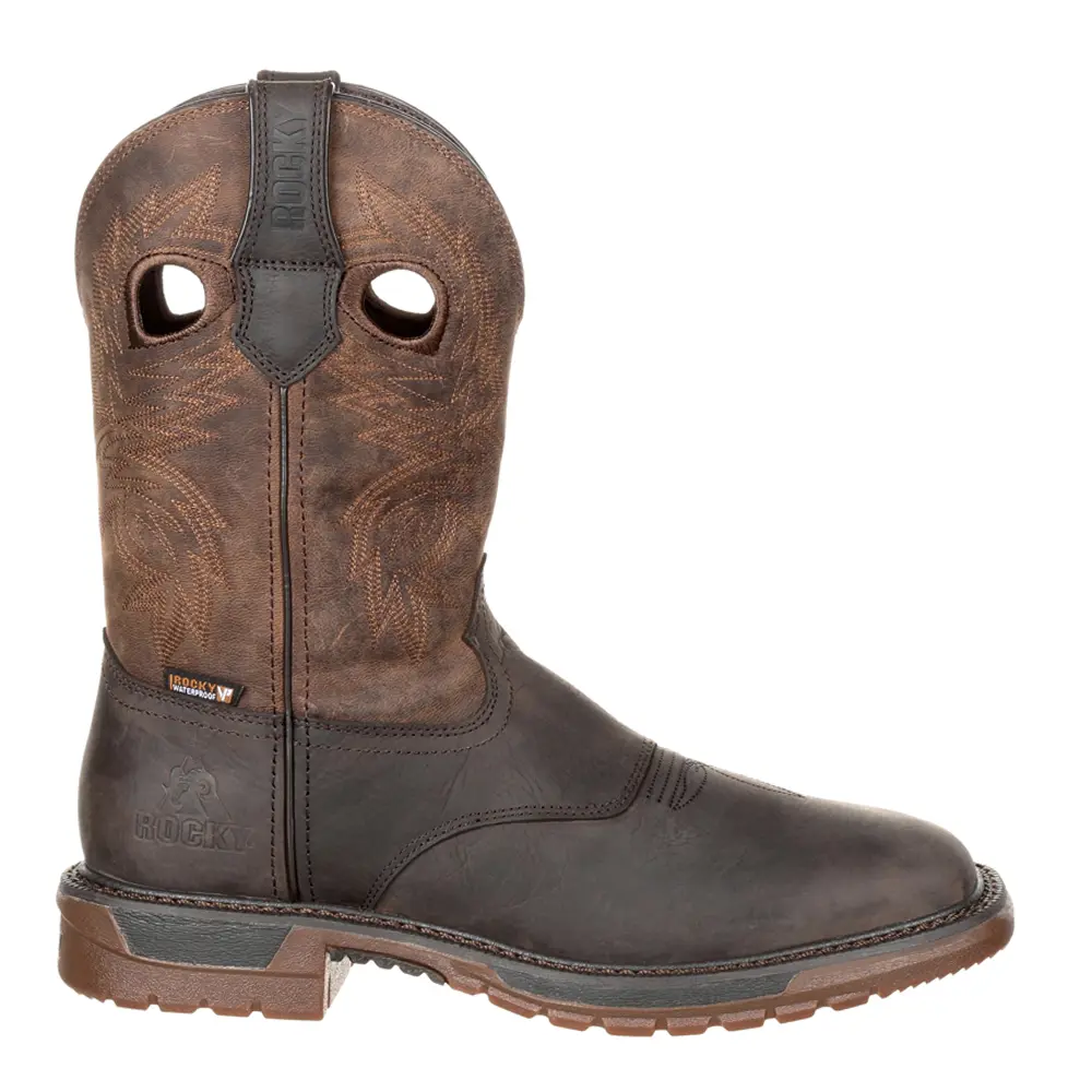 Rocky Mens Original Ride Flex 11 Inch Waterproof Soft Toe  Work/Duty - Brown