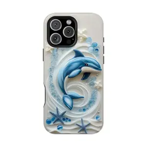 Dolphin Phone Case – Ocean Wave 3D Art for iPhone 17 16 15 14 13 12 11