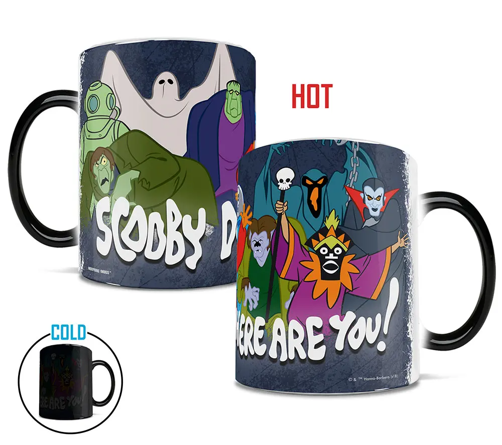 212 MAIN 11oz Thermal Heat-Sensitive Morphing Ceramic Mug - Heat-Reveal Scooby Doo Where Are You Printed Design, Reusable Spooky Ghost-Themed Kitchen Drinkware (Trend Setters MMUG761) for Scooby Doo Fans
