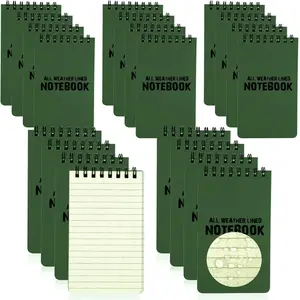 20 Pack 3 x 5 inch Waterproof Pocket Tactical Notepad, All Weather Top Spiral Notepad with Green Grid Eye Protection Paper for Outdoor Activities Recording