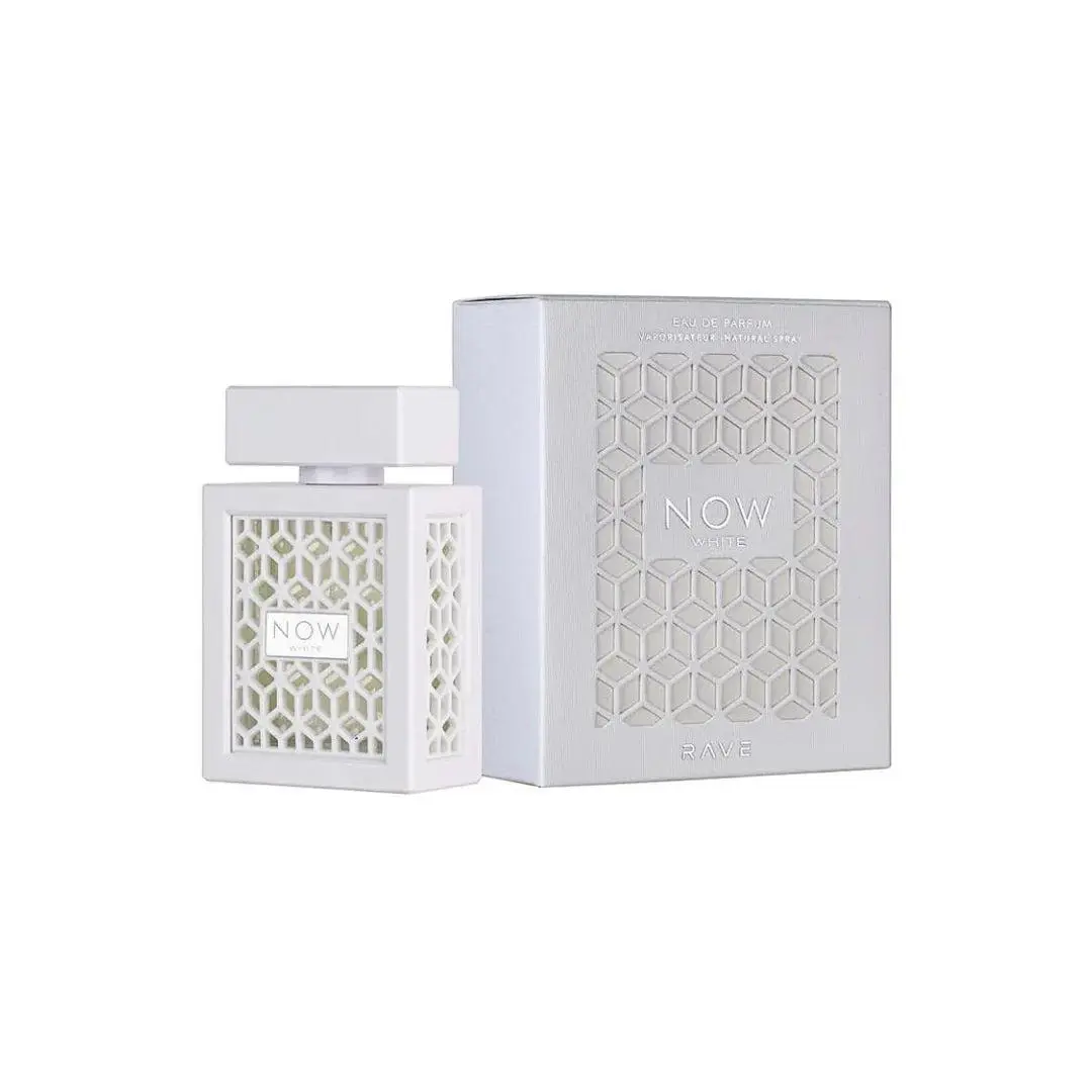 Lattafa Rave Now White Eau de Parfum, Unisex Fresh Citrus Fragrance with Grapefruit, Patchouli & Musk, Amber Base Spray, 100ml (3.4 oz), Freshness, Elevate Your Senses, Smelling Good, Edp Fragranced Perfume, Edp Liquid Perfumes, Eau De Parfum Spray Unisex
