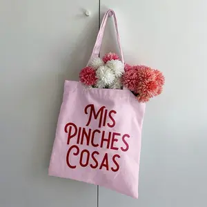 Mis Pinches Cosas Funny Spanish Tote Bag with Pom Poms Mexican Bolsa Chistosa Sarcastic Meaningful Gifts  Canvas Bag