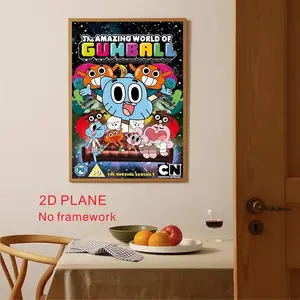 1PC, A-Amazing World of Gumball poster, Wall Art, high-definition art, waterproof, home, living room, bedroom, bar, aesthetic decoration, frameless