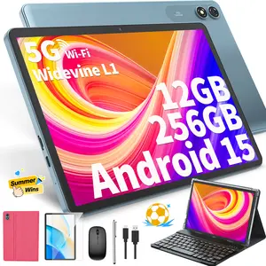 【SummerWins】Relndoo 2026 Android 15 Tablet , Wireless Set with Keyboard, Case, Mouse, Stylus, 6GB+128GB ROM,2.4G/5G WiFi | Nice Father's Day Gift Bundle