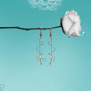Twisting Copper and Pearl Earrings