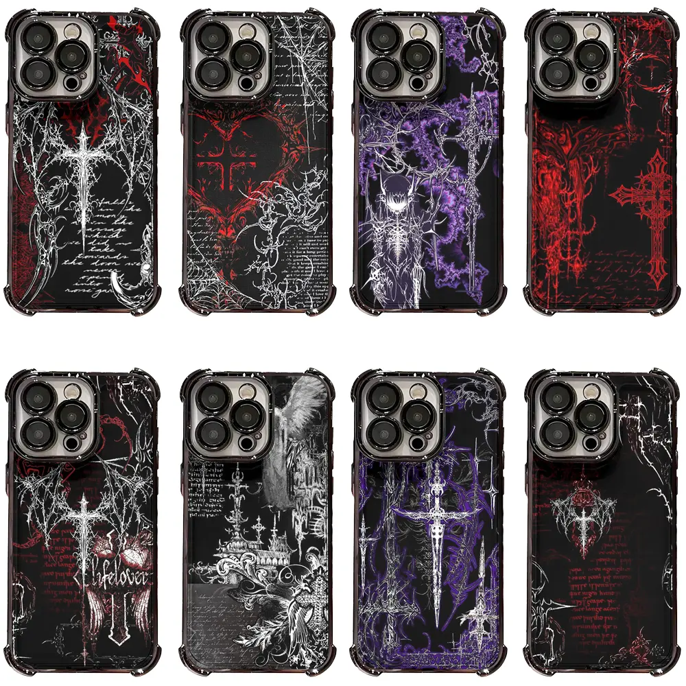 Gothic Grunge Cross & Thorn Aesthetic Phone Case - Protection Casing for iPhone 17,16,15,14,13,12,11 (Pro,Pro Max,Plus) & Samsung Galaxy S23,S24,S25,S26 (Plus,Ultra) - Precise Fit Shell Cover for Devices, Perfect for Christmas,Halloween, Accessories, Smar