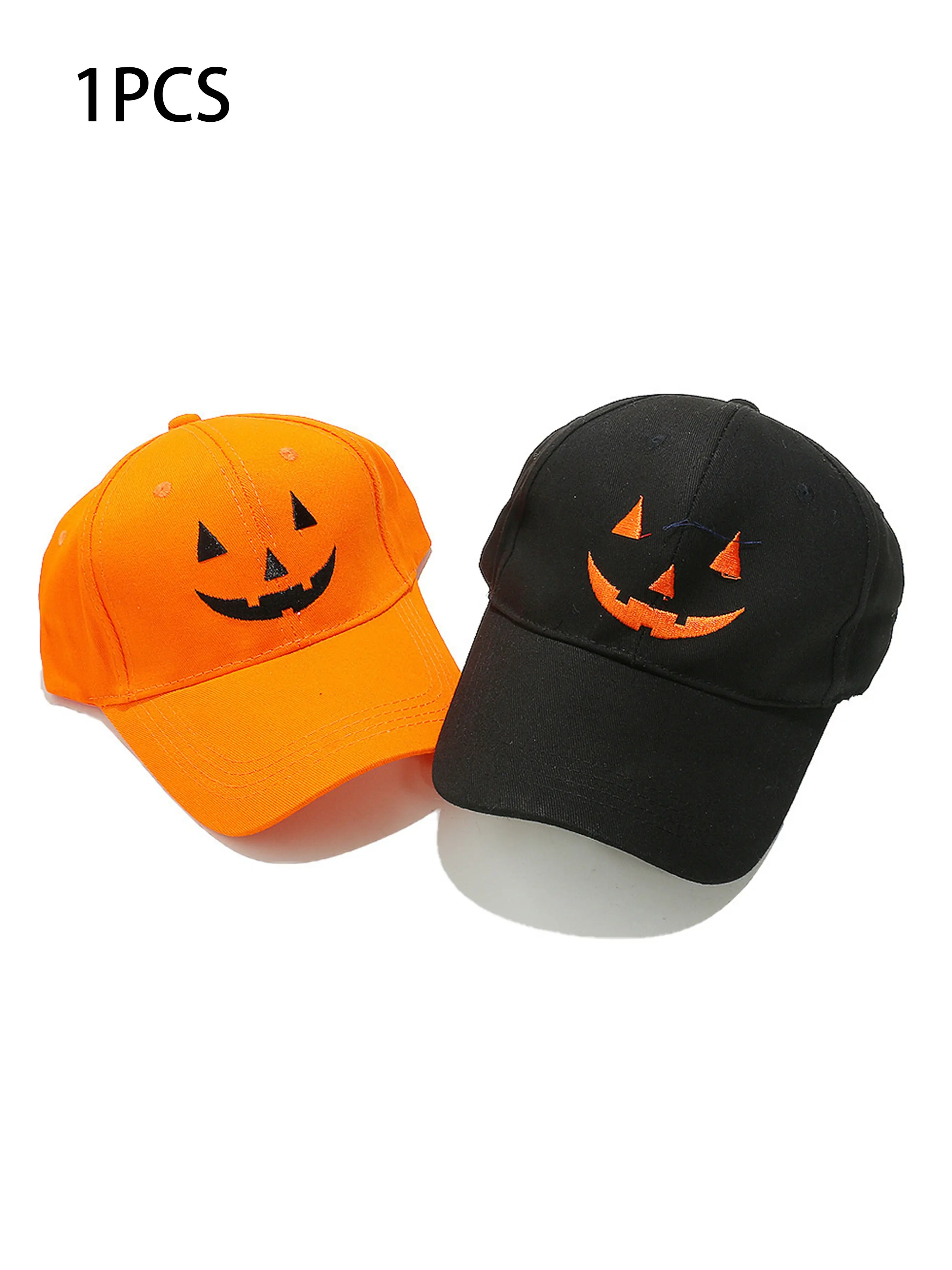 Halloween Pumpkin Face Embroidered Baseball Hat, Curved Brim Party Hat, Vintage Jack O' Lantern Embroidery, Casual Festival Headwear