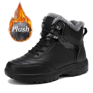 Men's Snow Boots Winter Trendy Insulated Waterproof and Non-slip Wear-resistant Durable Rubber Sole Snow Boots for Hiking Shoveling Work and Daily Commuting Outdoor Tactical Boots Boy Footwear Walking Shoes